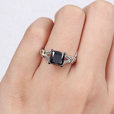 Stella Grace 14k Two-Tone Gold 2 Carat T.W. Black Diamond Solitaire Ring