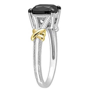 Stella Grace 14k Two-Tone Gold 2 Carat T.W. Black Diamond Solitaire Ring
