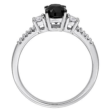 Stella Grace 14k White Gold 1 1/5 Carat T.W. Black Diamond & White Diamond Engagement Ring