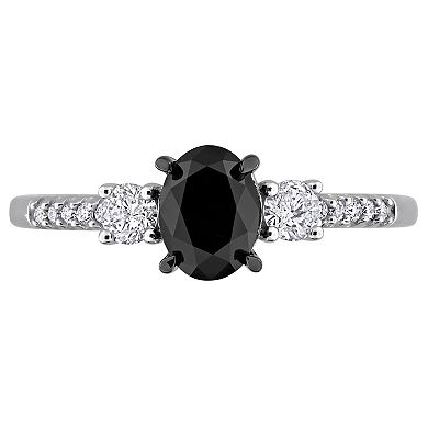 Stella Grace 14k White Gold 1 1/5 Carat T.W. Black Diamond & White Diamond Engagement Ring