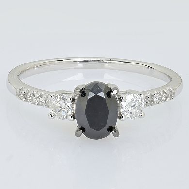 Stella Grace 14k White Gold 1 1/5 Carat T.W. Black Diamond & White Diamond Engagement Ring