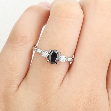 Stella Grace 14k White Gold 1 1/5 Carat T.W. Black Diamond & White Diamond Engagement Ring