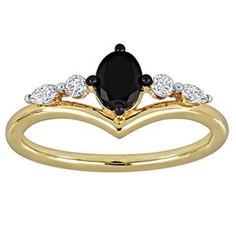 Stella Grace 14k Gold 7/8 Carat T.W. Black & White Multi-Shape Diamond Engagement Ring