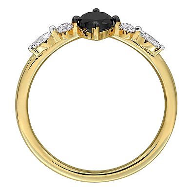 Stella Grace 14k Gold 7/8 Carat T.W. Black & White Multi-Shape Diamond Engagement Ring