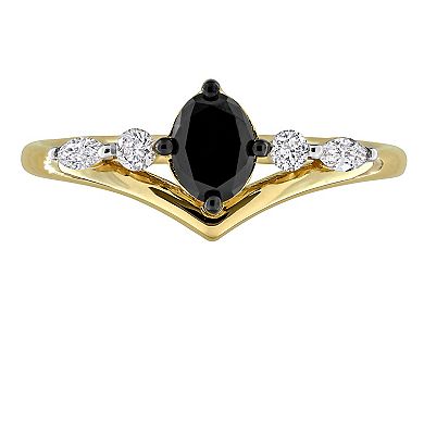 Stella Grace 14k Gold 7/8 Carat T.W. Black & White Multi-Shape Diamond Engagement Ring
