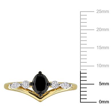 Stella Grace 14k Gold 7/8 Carat T.W. Black & White Multi-Shape Diamond Engagement Ring