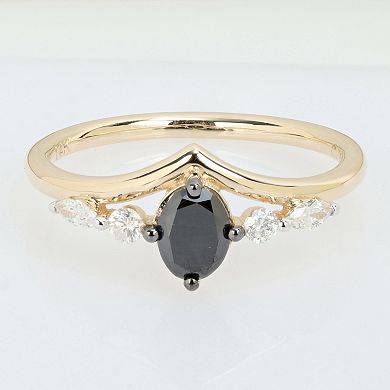 Stella Grace 14k Gold 7/8 Carat T.W. Black & White Multi-Shape Diamond Engagement Ring
