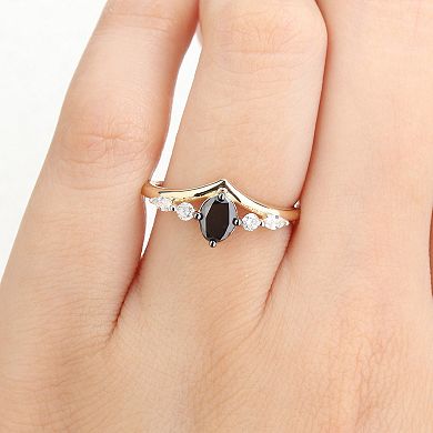 Stella Grace 14k Gold 7/8 Carat T.W. Black & White Multi-Shape Diamond Engagement Ring