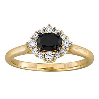 Stella Grace 14k Gold 3/4 Carat T.W. Oval Black & Round White Diamond Engagement Ring