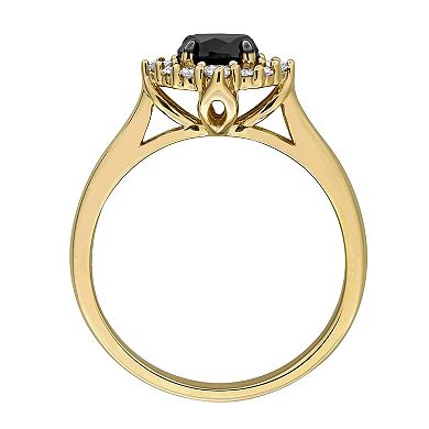 Stella Grace 14k Gold 3/4 Carat T.W. Oval Black & Round White Diamond Engagement Ring