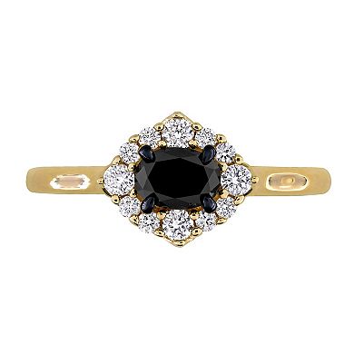 Stella Grace 14k Gold 3/4 Carat T.W. Oval Black & Round White Diamond Engagement Ring