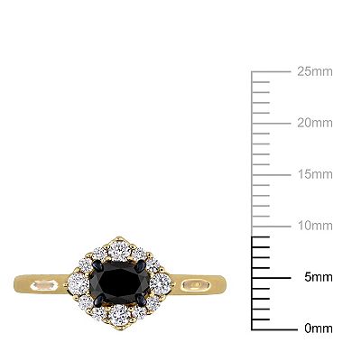 Stella Grace 14k Gold 3/4 Carat T.W. Oval Black & Round White Diamond Engagement Ring