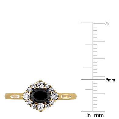 Stella Grace 14k Gold 3/4 Carat T.W. Oval Black & Round White Diamond Engagement Ring