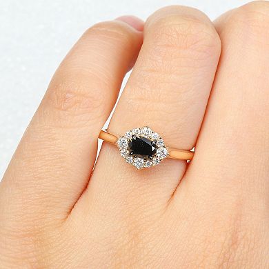 Stella Grace 14k Gold 3/4 Carat T.W. Oval Black & Round White Diamond Engagement Ring