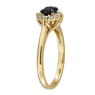Stella Grace 14k Gold 3/4 Carat T.W. Oval Black & Round White Diamond Engagement Ring