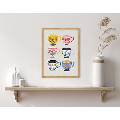 Gallery Botanical Coffee Shop Tea Cups Print by The Creative Bunch Studio