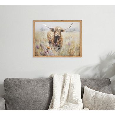 Gallery Highland Cow in a Flower Field Landscape Print by The Creative Bunch Studio