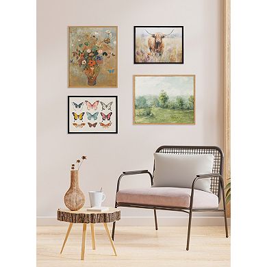 Gallery Highland Cow in a Flower Field Landscape Print by The Creative Bunch Studio