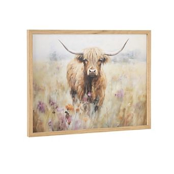Gallery Highland Cow in a Flower Field Landscape Print by The Creative Bunch Studio