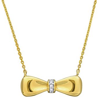 Stella Grace 10k Gold Diamond Accent Bow Pendant Necklace