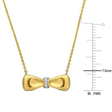Stella Grace 10k Gold Diamond Accent Bow Pendant Necklace
