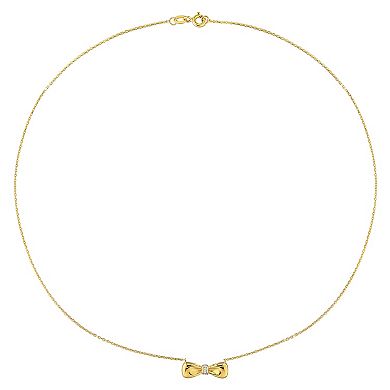 Stella Grace 10k Gold Diamond Accent Bow Pendant Necklace