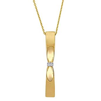 Stella Grace 14k Gold Diamond Accent Collar Tie Bar Pendant Necklace