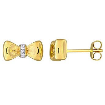 Stella Grace 10k Gold Diamond Accent Bow Tie Earrings