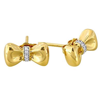 Stella Grace 10k Gold Diamond Accent Bow Tie Earrings
