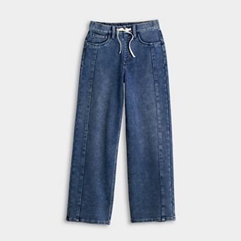 Girls 7-16 Vanilla Star Knit Side Seam Wide Leg Jeans