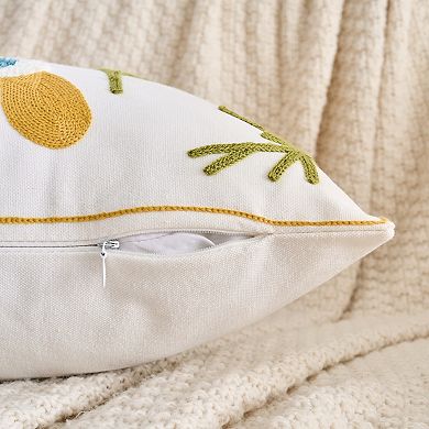 Floral Embroidered Decorative Throw Pillow Covers Set of 2, Farmhouse Flower Pattern Cushion Cases