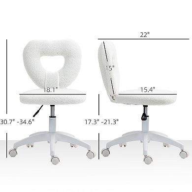 HOMCOM Armless Home Office Desk Chair, Heart Makeup Vanity Chair