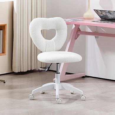 HOMCOM Armless Home Office Desk Chair, Heart Makeup Vanity Chair