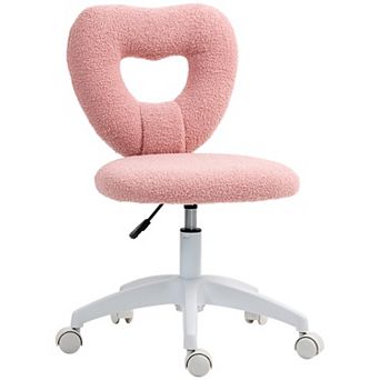 HOMCOM Armless Home Office Desk Chair, Heart Makeup Vanity Chair