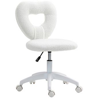 HOMCOM Armless Home Office Desk Chair, Heart Makeup Vanity Chair