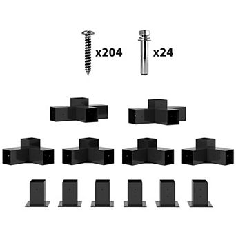 Outsunny 12 pc Pergola Kit Brackets for 4inchx4" (Actual 3.6"x3.6") Lumber