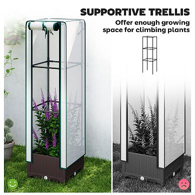 Outsunny Raised Flower Bed with Trellis, 31.5inch x 15.7" x 48.8"