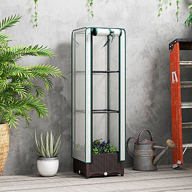 Outsunny Raised Flower Bed with Trellis, 31.5inch x 15.7" x 48.8"