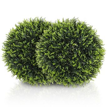 HOMCOM Set of 2 Artificial Plant Topiary Balls, 17.7 Inch