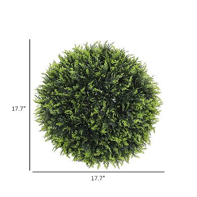HOMCOM Set of 2 Artificial Plant Topiary Balls, 17.7 Inch