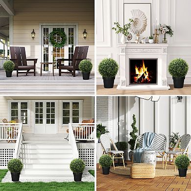 HOMCOM Set of 2 Artificial Plant Topiary Balls, 17.7 Inch