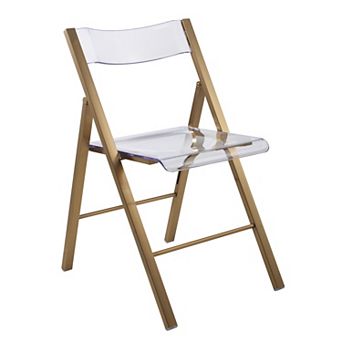 Leisuremod Menno Modern Acrylic Folding Chair With Stainless Steel Frame In Brushed Finish
