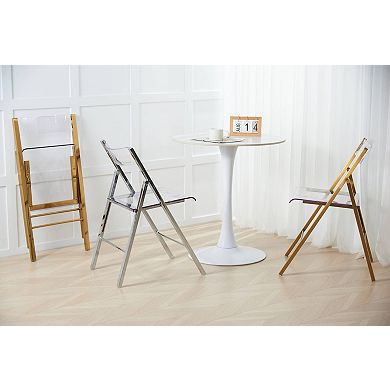 Leisuremod Menno Modern Acrylic Folding Chair With Stainless Steel Frame In Brushed Finish