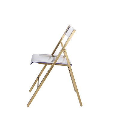 Leisuremod Menno Modern Acrylic Folding Chair With Stainless Steel Frame In Brushed Finish