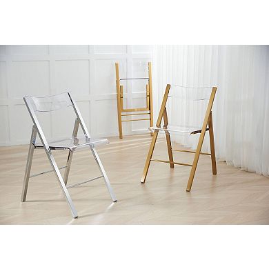 Leisuremod Menno Modern Acrylic Folding Chair With Stainless Steel Frame In Brushed Finish