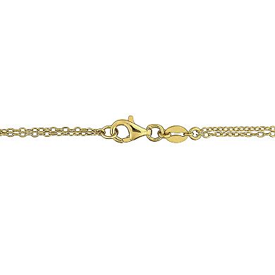 Stella Grace 18k Gold Over Silver 1/6 Carat T.W. Lab-Grown Diamond & Lab-Created Ruby Triple Heart Bracelet