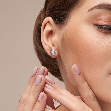 Stella Grace 14k White Gold 3/4 Carat T.W. Oval & Round Lab-Grown Diamond Stud Earrings