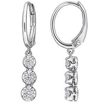 Stella Grace Sterling Silver 1/2 Carat T.W. Lab-Grown Diamond 3-Stone Earrings
