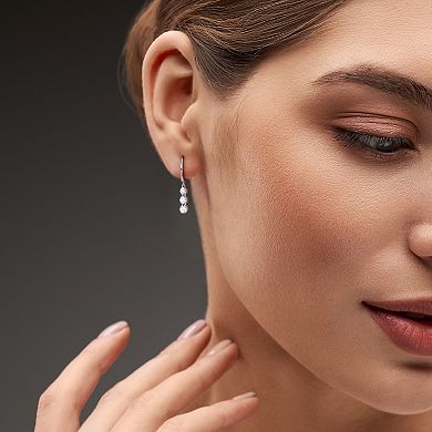 Stella Grace Sterling Silver 1/2 Carat T.W. Lab-Grown Diamond 3-Stone Earrings