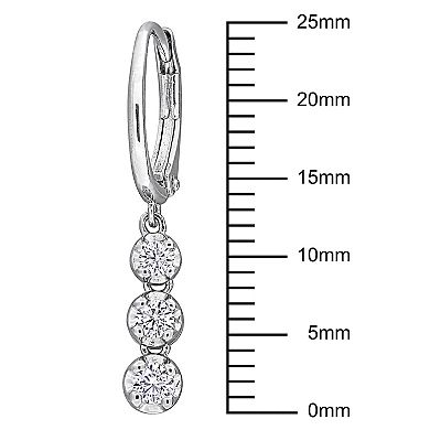 Stella Grace Sterling Silver 1/2 Carat T.W. Lab-Grown Diamond 3-Stone Earrings